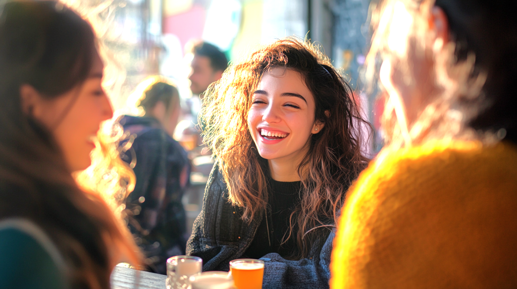 気心の知れた友達と過ごすカフェ時間 フリー素材