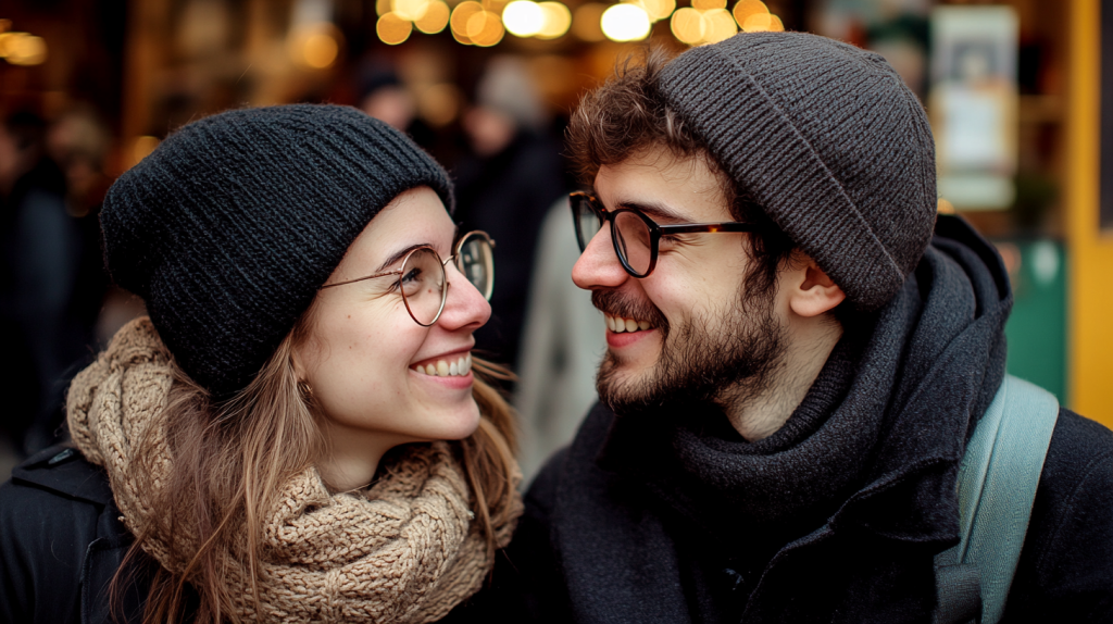 冬のカップル フリー素材 無料画像