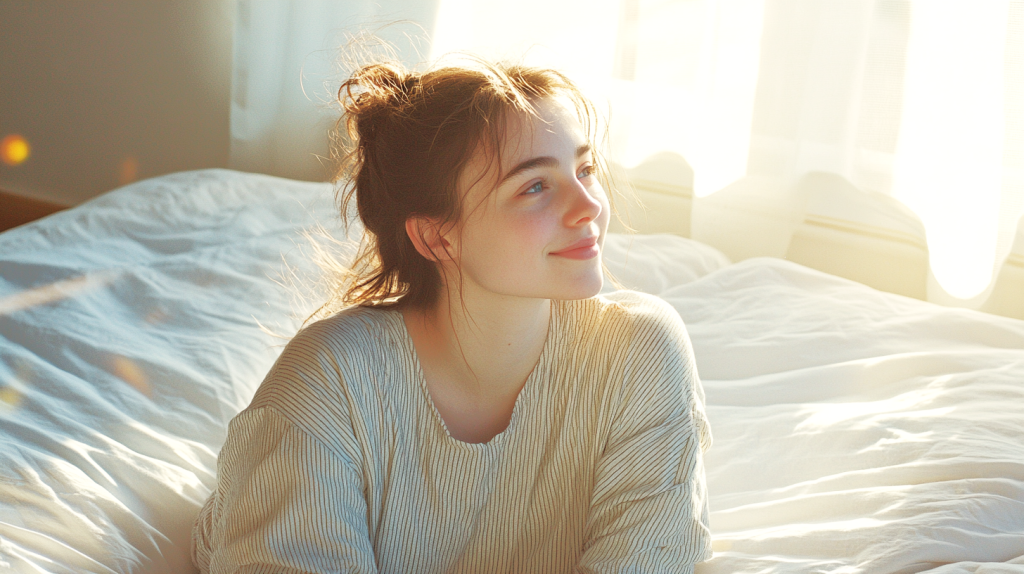 日差しを浴びて感じる幸せな瞬間 フリー素材