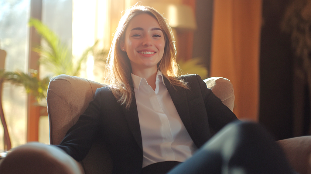 仲間に見せる優しい笑顔 フリー素材