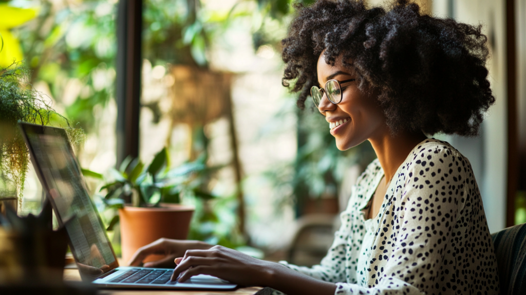 緑に囲まれたオフィスでのリラックスワーク