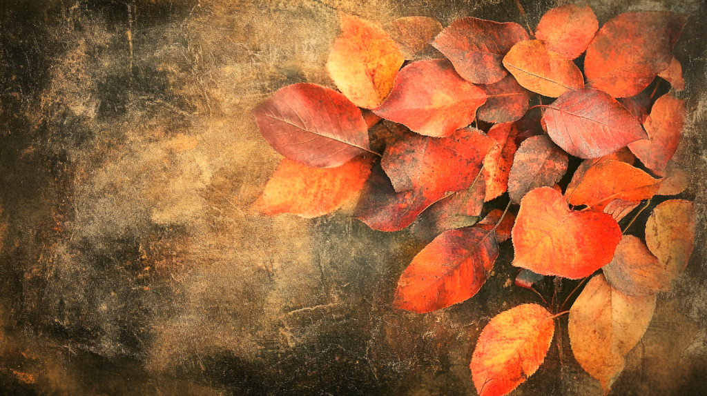 温かみのある紅葉した落ち葉 フリー素材