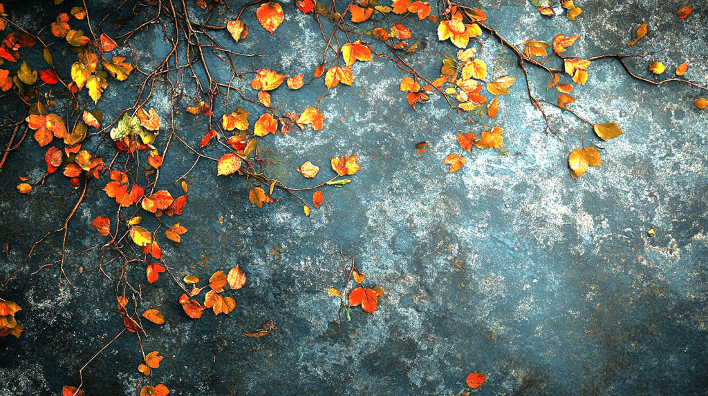 ヴィンテージ背景に浮かぶ秋の葉 フリー素材