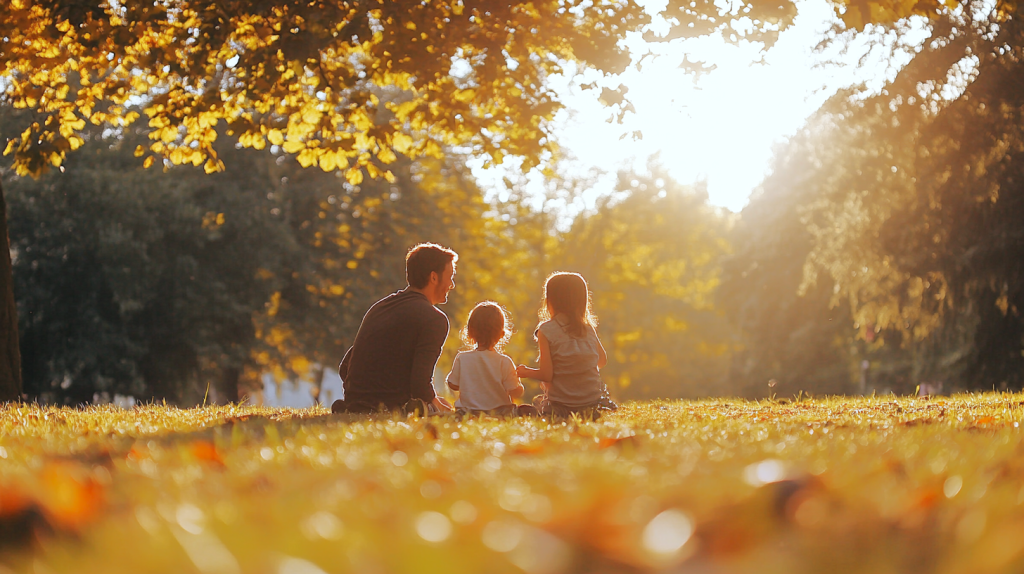 自然の中で子供と過ごす貴重な時間 フリー素材