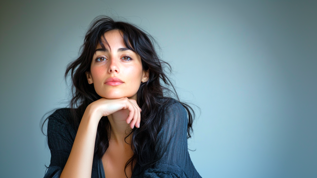 穏やかな表情を持つ女性のポートレート フリー素材