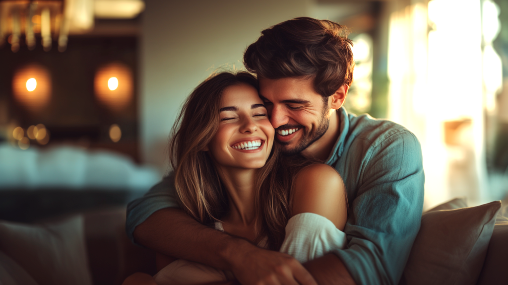 温かな光の中で二人だけの特別な時間 フリー素材