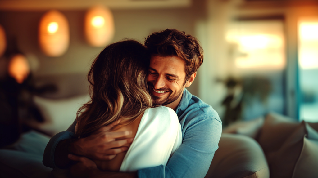 笑顔で包み込む幸せな瞬間 フリー素材